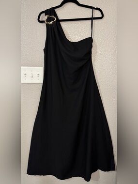 Le Ragazze Made in Italy One Shoulder Linen Blend Midi Dress NWT Resortwear